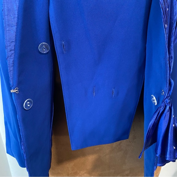 Vtg! Royal Blue Women's Blazer with Scarf Detail - Picture 14 of 16